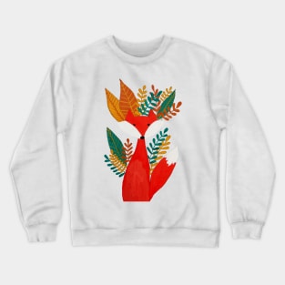 Cute fox with autumn foliage Crewneck Sweatshirt